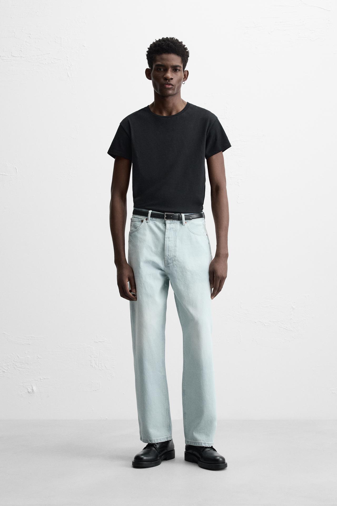 Relaxed Straight-Leg Jeans - Light Blue