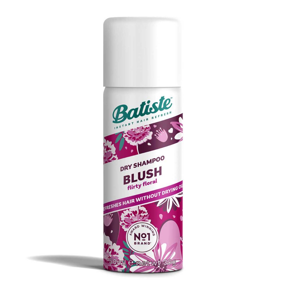 Batiste On The Go Dry Shampoo Blush, Flirty Floral Fragrance Dry Hair Shampoo, 50ml