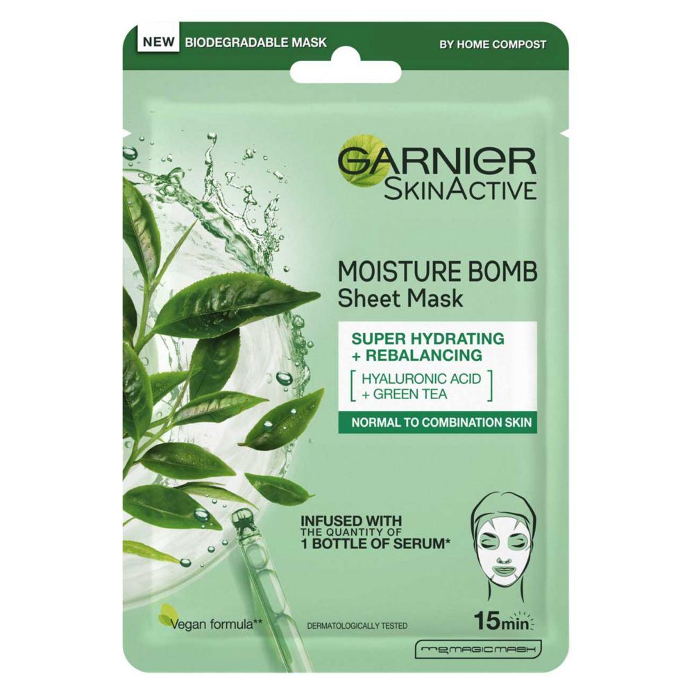 Garnier Moisture Bomb Green Tea Hydrating Face Sheet Mask