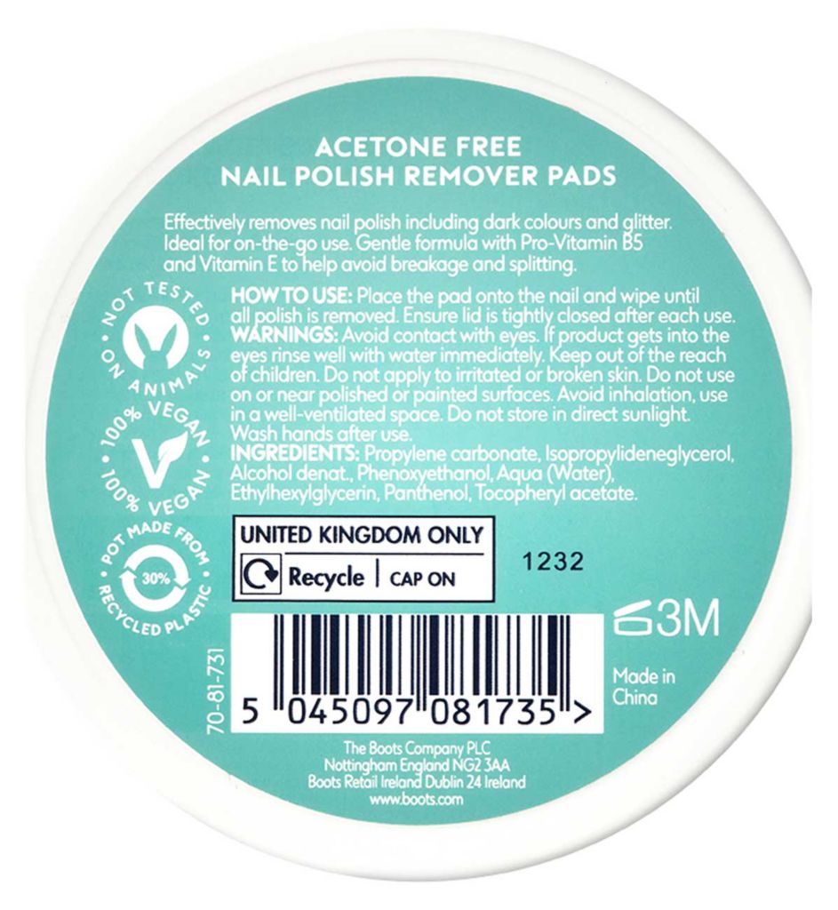 Acetone Free Nail Polish Remover Pads
