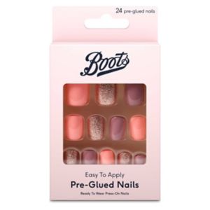 Boots Pre Glued Nails Peach Delight 24s