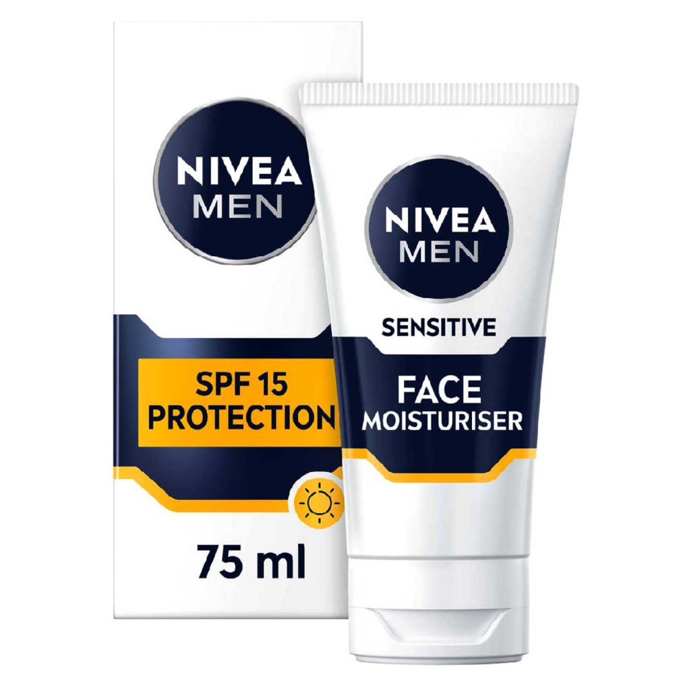 NIVEA MEN Sensitive Face SPF15 Moisturiser with 0% Alcohol 75ml