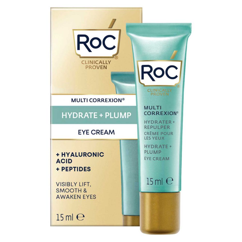 RoC Multi Correxion Hydrate + Plump Eye Cream with Caffeine and Hyaluronic Acid for Dark Circles and Puffy Eyes 15ml