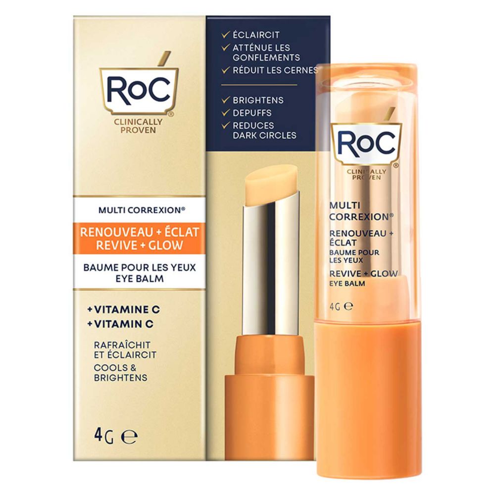 RoC Multi Correxion Revive + Glow Eye Balm, Vitamin C + Peptide, Dark Circles Reduction, 4g