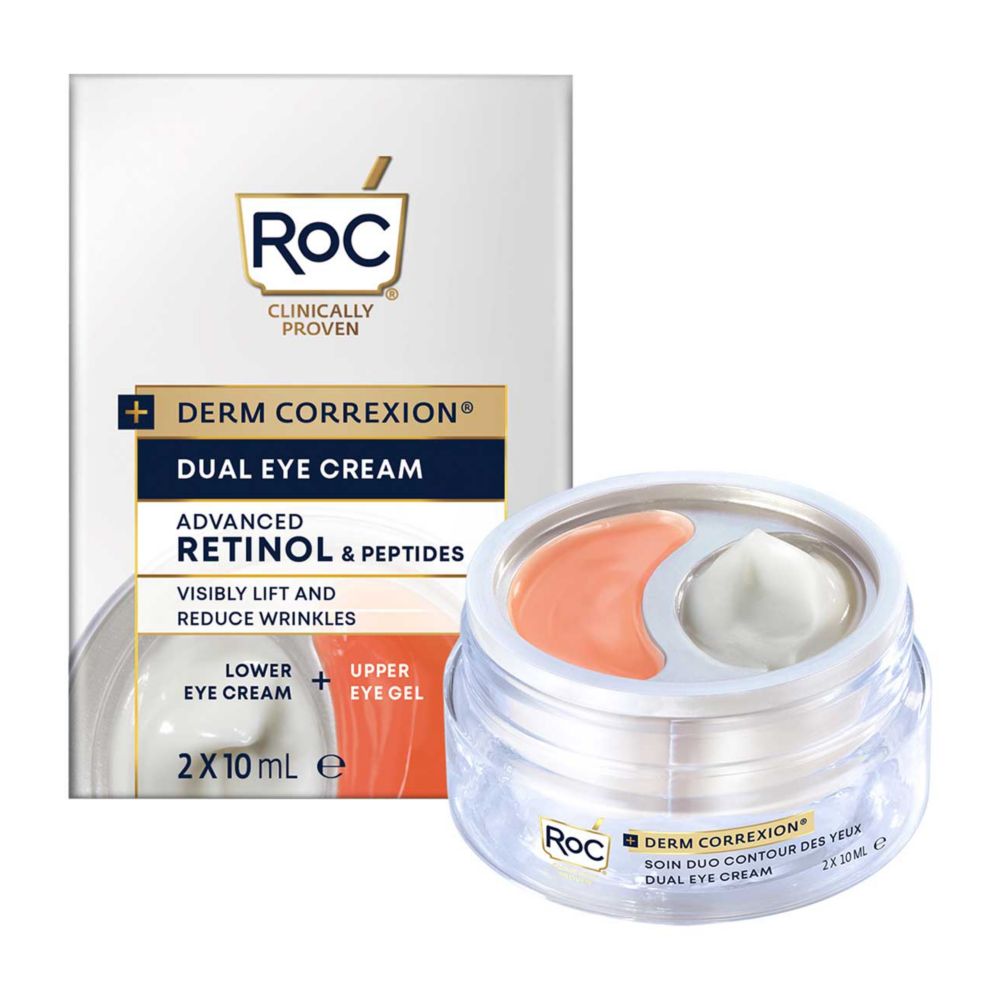 RoC Derm Correxion Dual Eye Cream, 2-in-1 Retinol Eye Duo for Eye Lift and Reduced Wrinkles 20ml