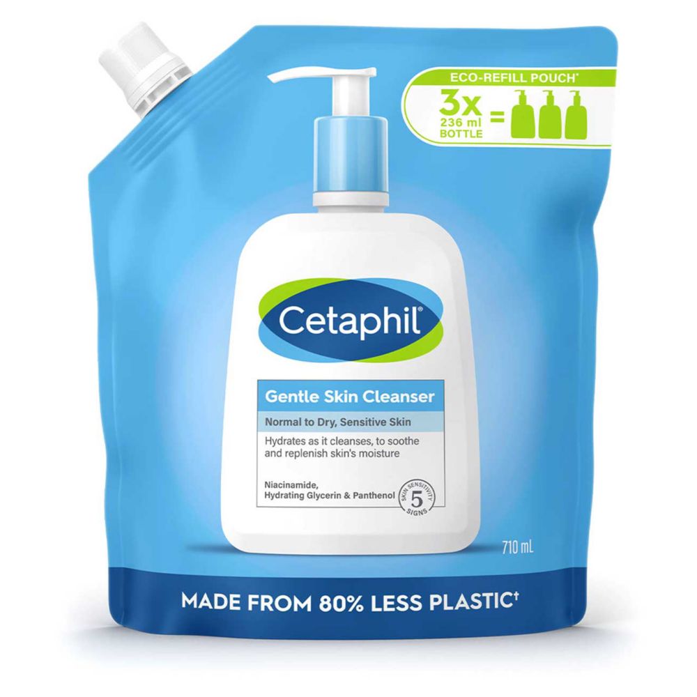 Cetaphil Gentle Skin Cleanser Refill Pouch, Face & Body Wash for Dry, Sensitive Skin, 710ml