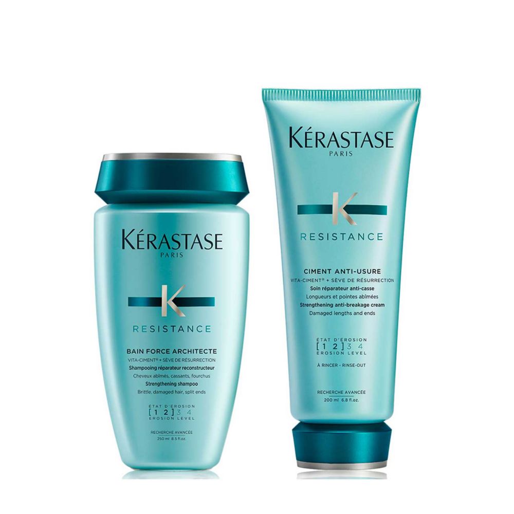 Kérastase Resistance Shampoo and Conditioner Set, Routine to Repair Dry Damaged Hair With Vita-Ciment Complex, Duo Set