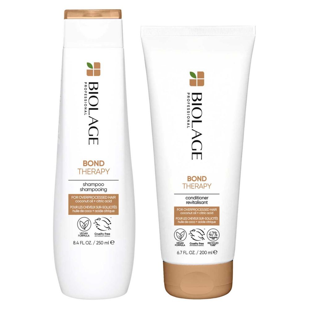 Biolage Professional Bond Therapy Shampoo and Conditioner Infused with Citric Acid & Coconut Oil For Over-Processed Damaged Hair