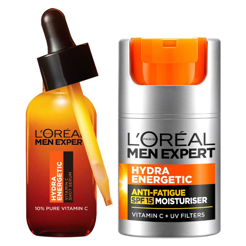 L'Oreal Paris Men Expert Hydra Energetic Vitamin C Serum + Hydra Energetic Moisturiser SPF15 bundle