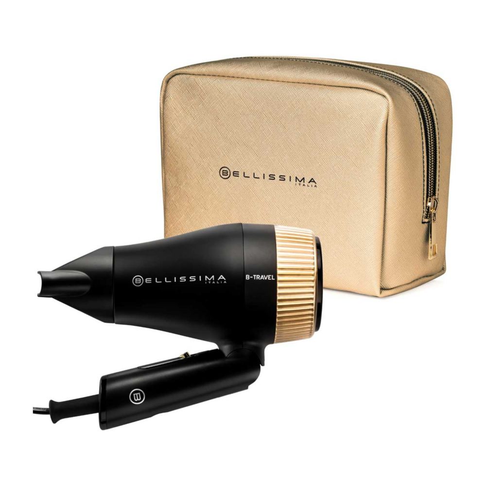 Bellissima Italia Foldable Hair Dryer with Beauty Bag and Nozzle