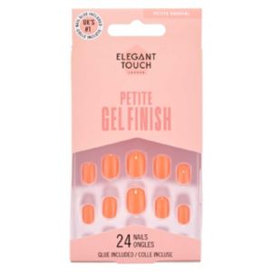Elegant Touch Petite Gel Finish Tulip Sunrise False Nails with Glue 24s