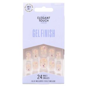 Elegant Touch Gel Finish Pressed Petals False Nails With Glue 24s