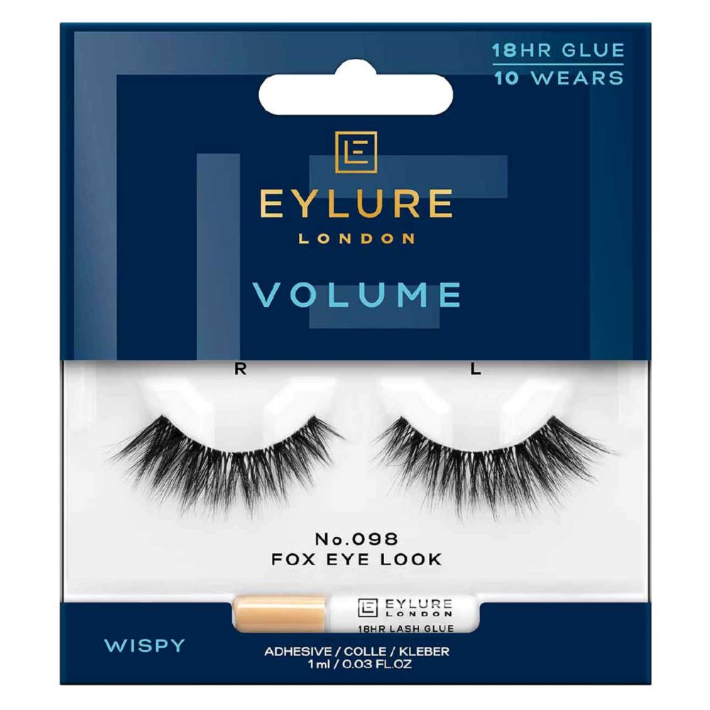 Eylure Volume Lash 098 False Lashes Pair and Lash Adhesive 1ml