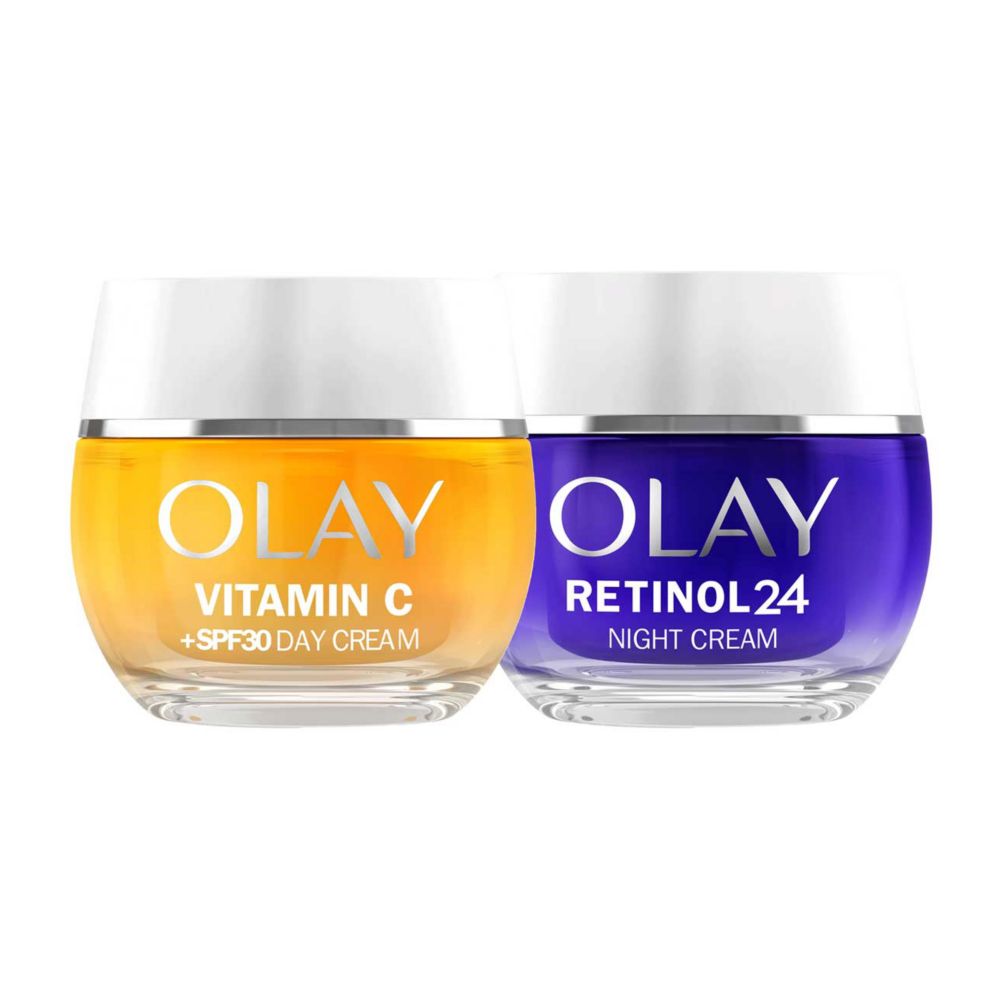 Olay Vitamin C SPF30 Day Cream 50ml & Olay Retinol 24 Night Cream 50ml Bundle