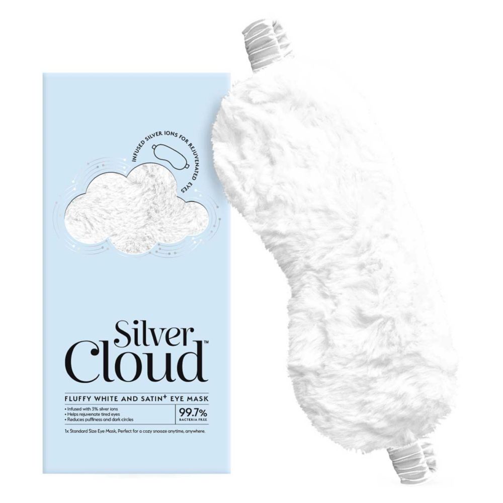 Silver Cloud White Fluffy Satin Sleep Eye Mask