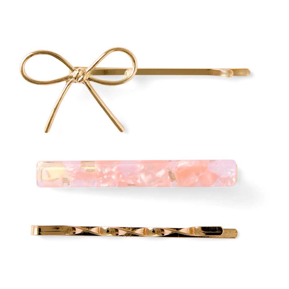Boots Bow Metal Hair Grip x 3