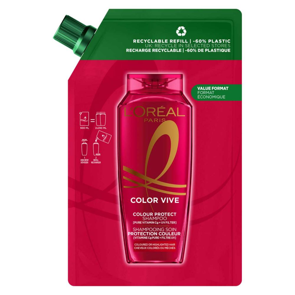 L'Oréal Paris Elvive Colour Protect Shampoo Refill Pouch 500ml