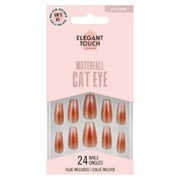 Elegant Touch Gel Waterfall Cateye Crystal Cascades False Nails with glue 24s
