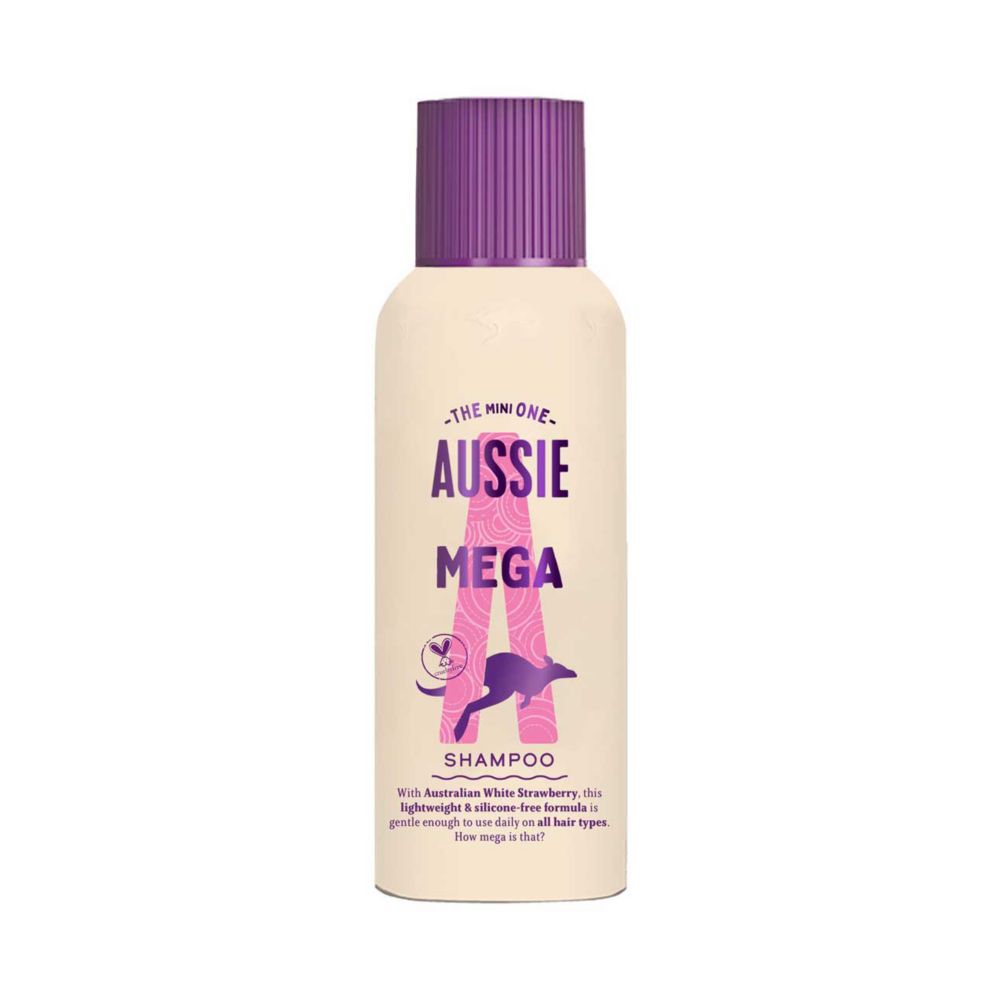 Aussie Mighty Mega Shampoo 100ml. Gently Cleansing Shampoo for Soft and Shiny Hair