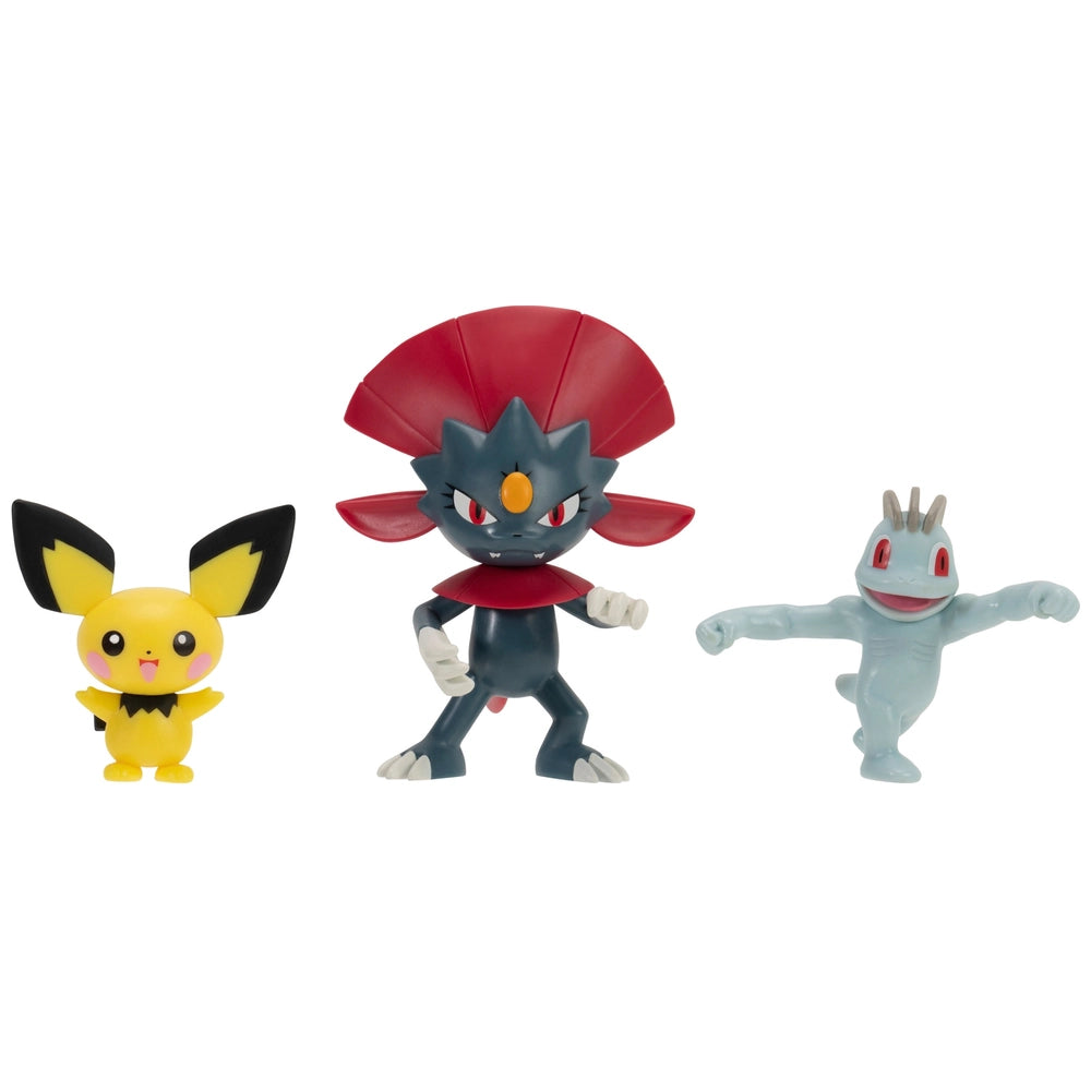 Pokémon Battle Figures 3 Pack Pichu, Machop and Weavile