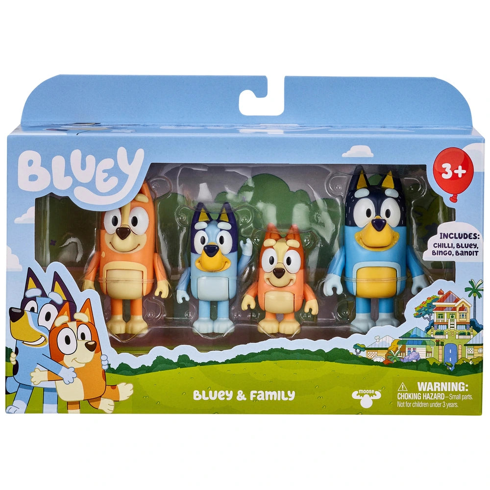 Bluey Character Figures Bluey & Family 4 Pack
