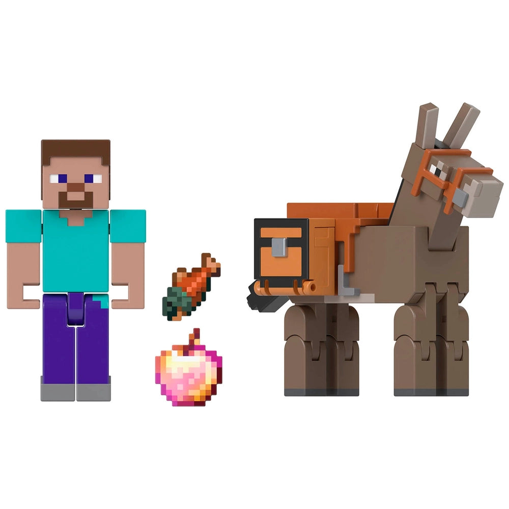 Minecraft Action Figure Steve And Donkey 2 Pack