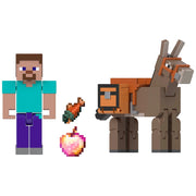 Minecraft Action Figure Steve And Donkey 2 Pack