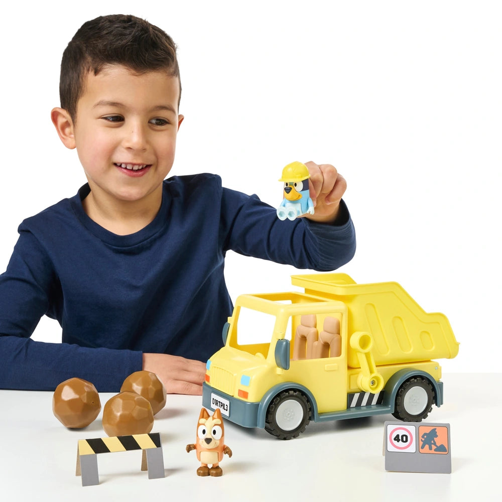 Bluey's Dump Truck with Hard-Hat Bluey and Muddy Bingo Figures