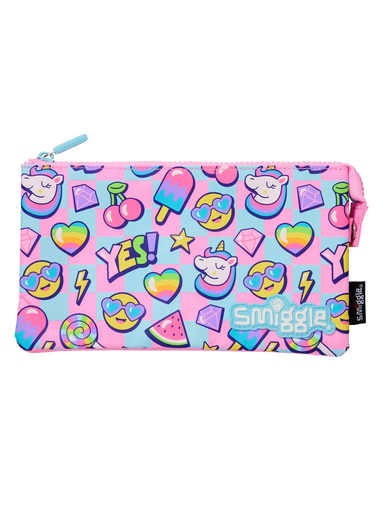 Check Triple Pocket Pencil Case