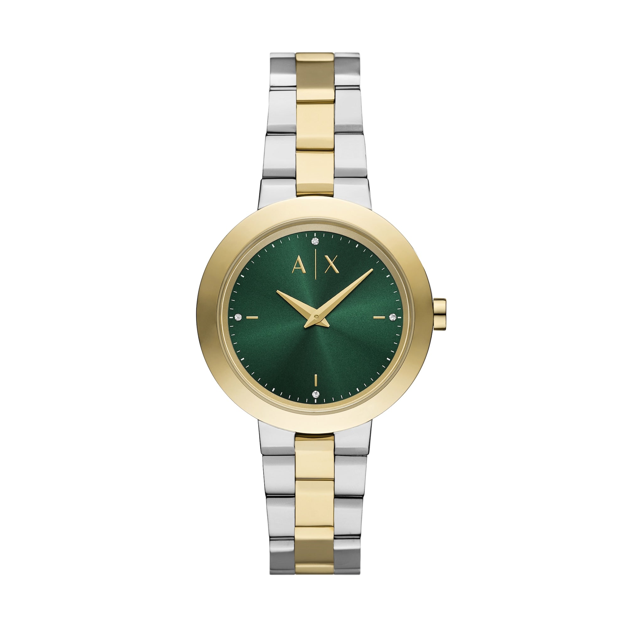 Women's Green Dial Two Tone Stainless Steel Bracelet Watch
