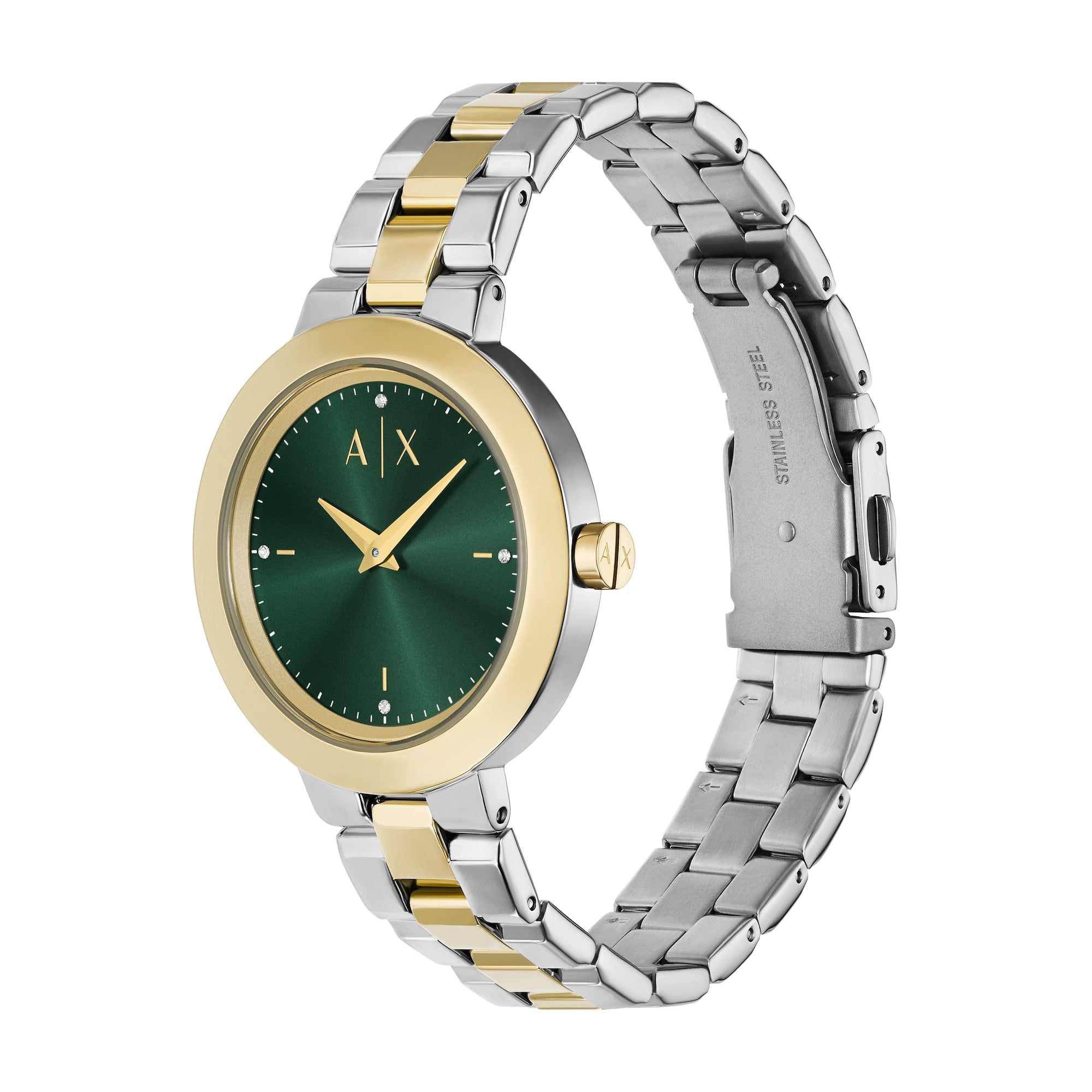 Women's Green Dial Two Tone Stainless Steel Bracelet Watch