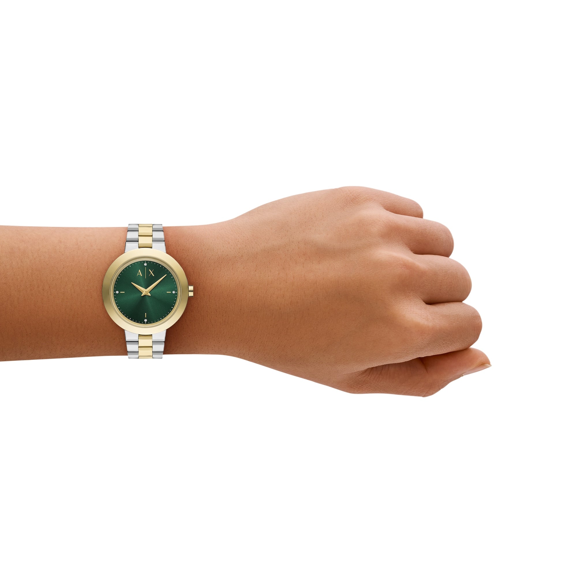 Women's Green Dial Two Tone Stainless Steel Bracelet Watch