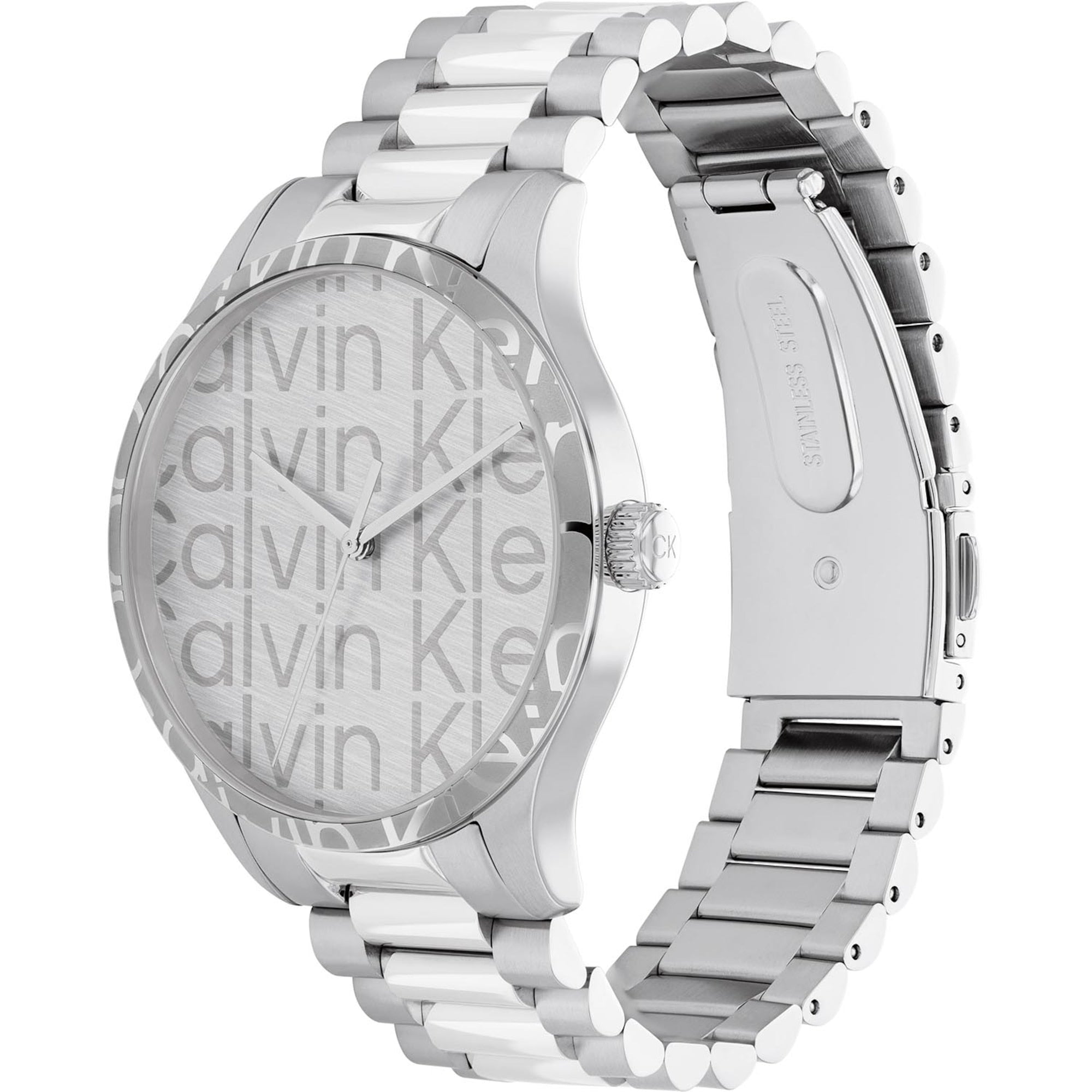 Women's Logo Silver Dial & Stainless Steel Bracelet Watch