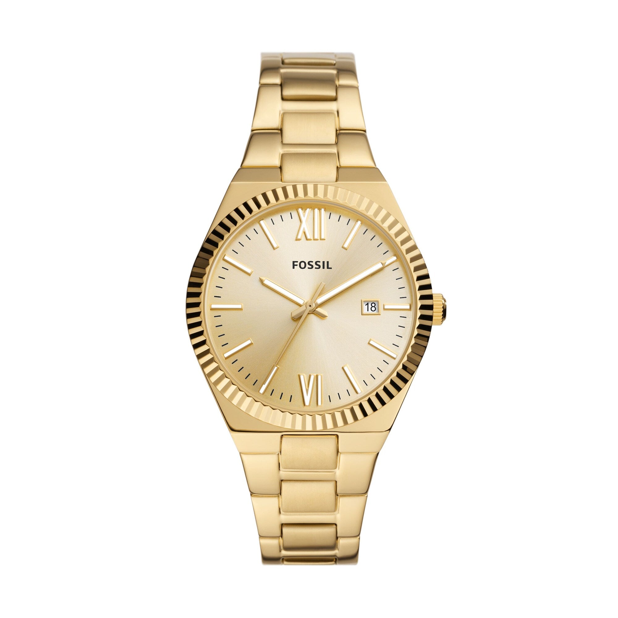 Scarlette Women's Textured Bezel Gold Tone Bracelet Watch