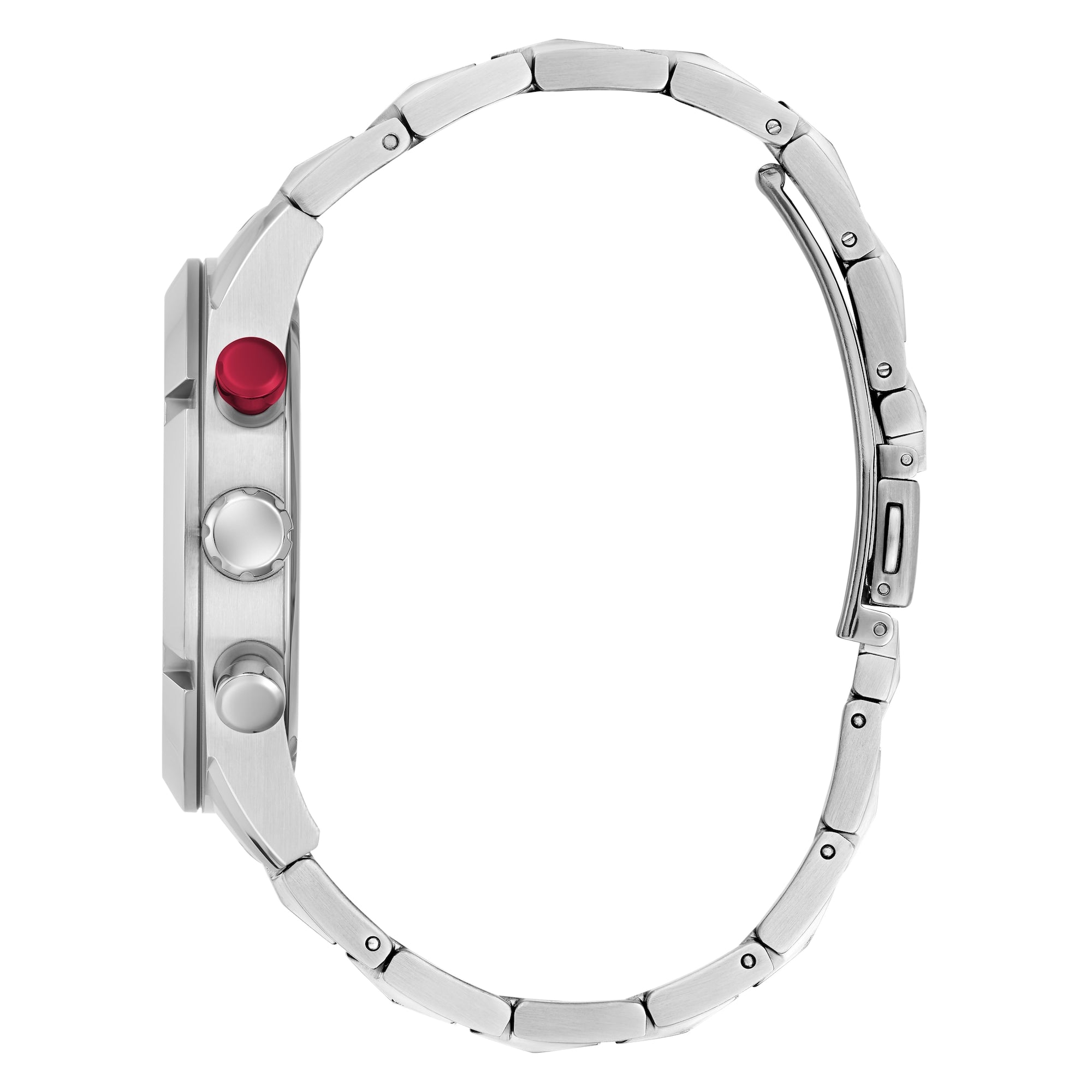 Men's Red Accents Stainless Steel Bracelet Watch