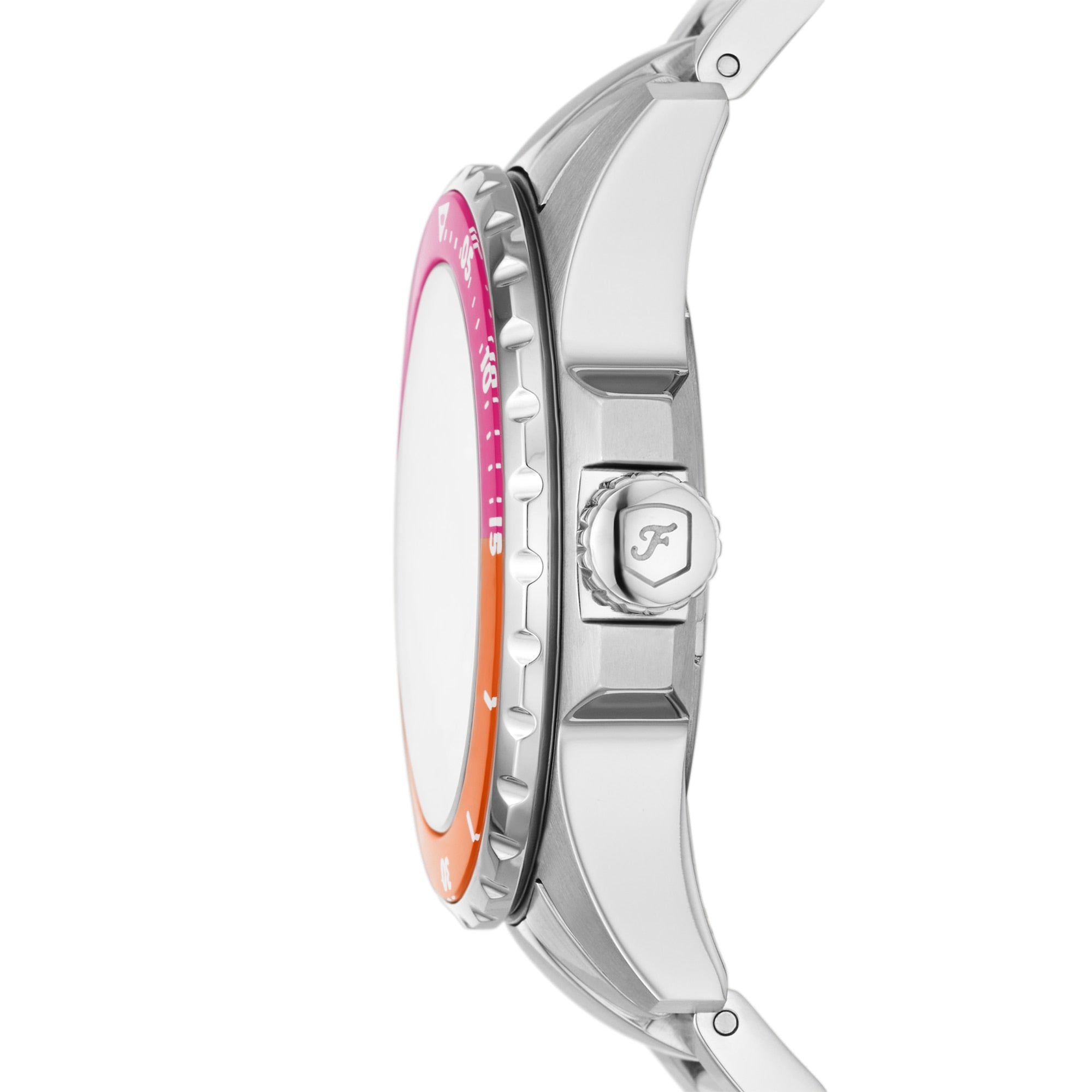 Blue Dive Women's Pink Dial Two Tone Bezel Stainless Steel Watch