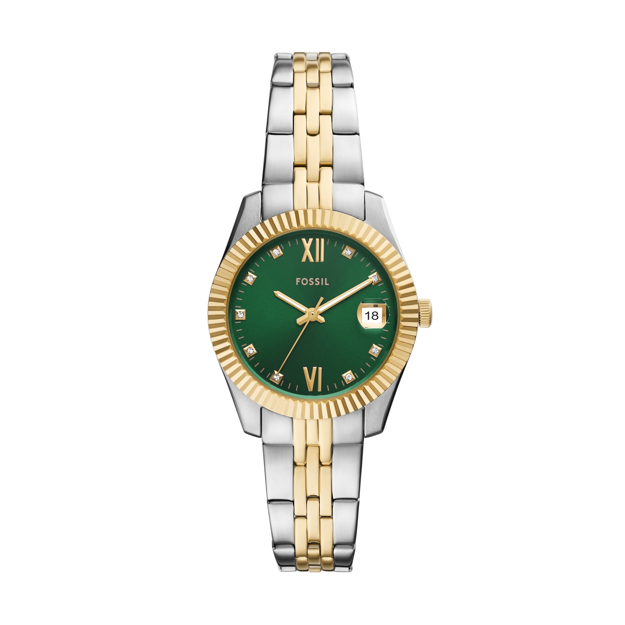 Women's Green Dial Two Tone Stainless Steel Bracelet Watch