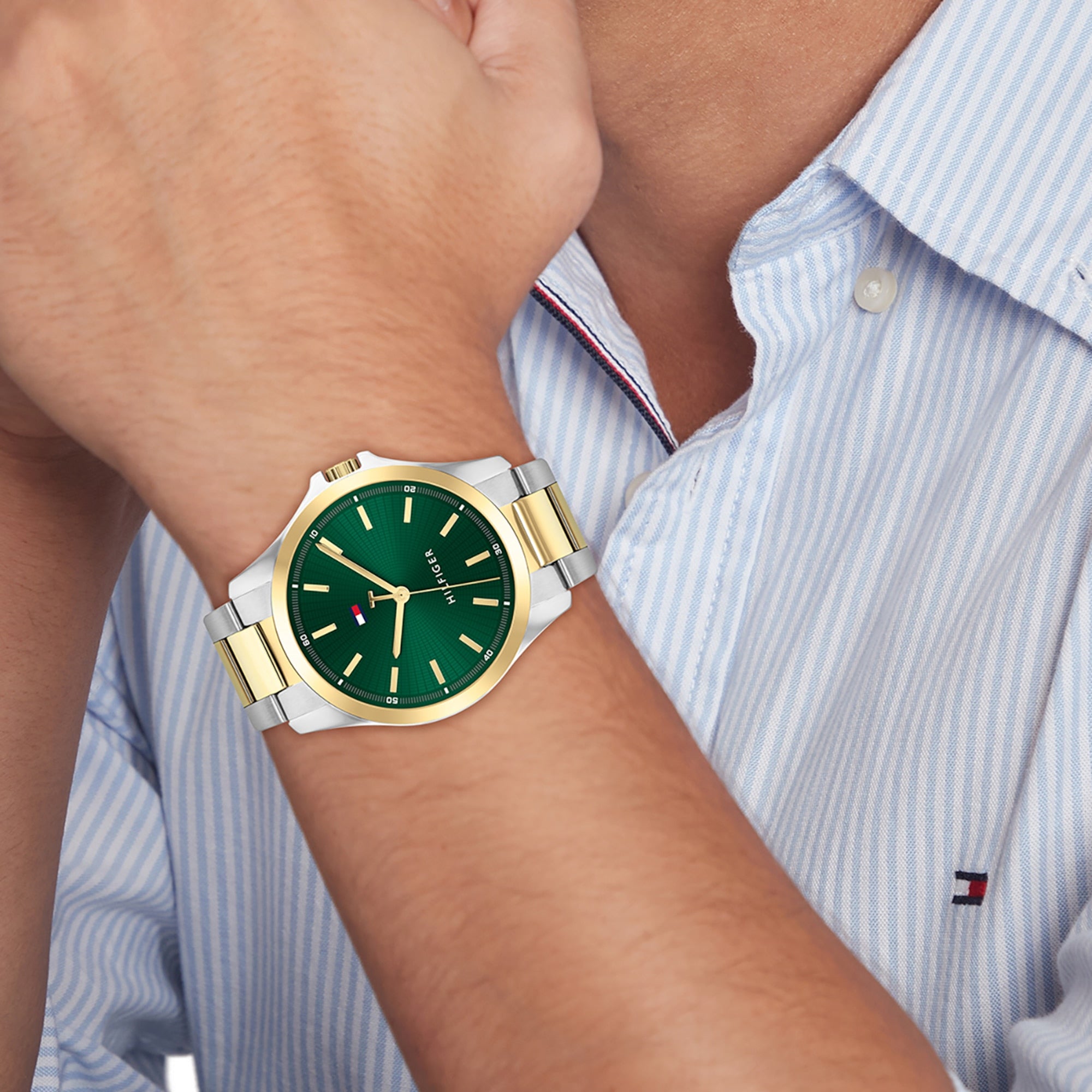 Men's Two Tone Stainless Steel Gold Plated Bracelet Watch