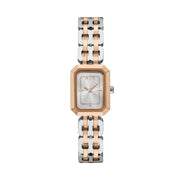 Women's Rectangular Dial Rose Gold Tone Stainless Steel Watch