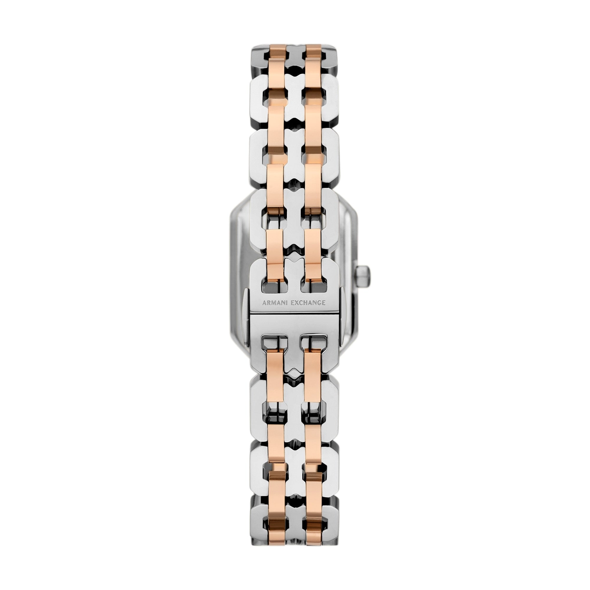 Women's Rectangular Dial Rose Gold Tone Stainless Steel Watch