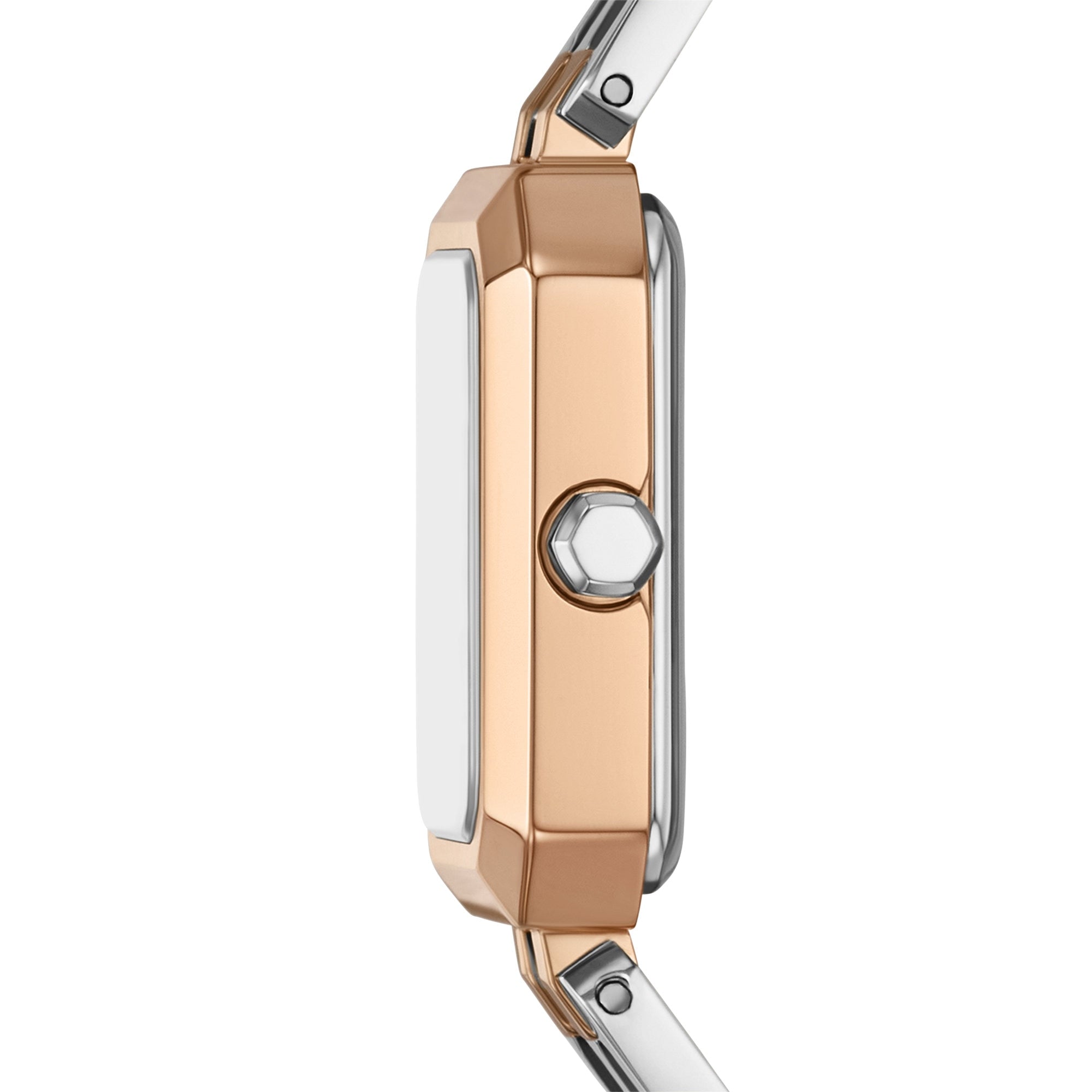 Women's Rectangular Dial Rose Gold Tone Stainless Steel Watch