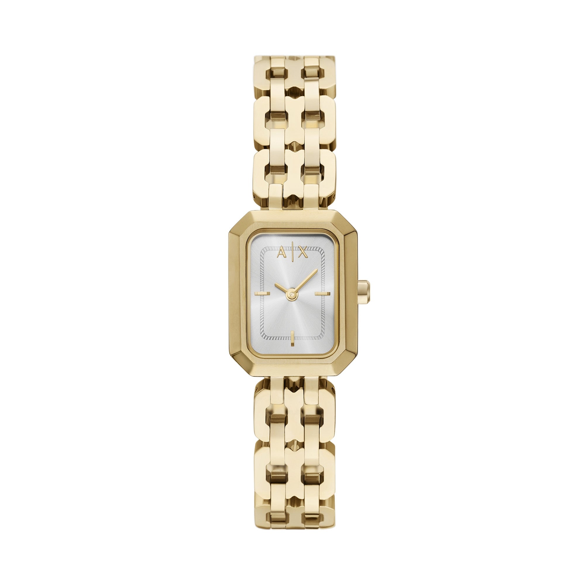 Women's Rectangular Dial Gold Tone Stainless Steel Watch
