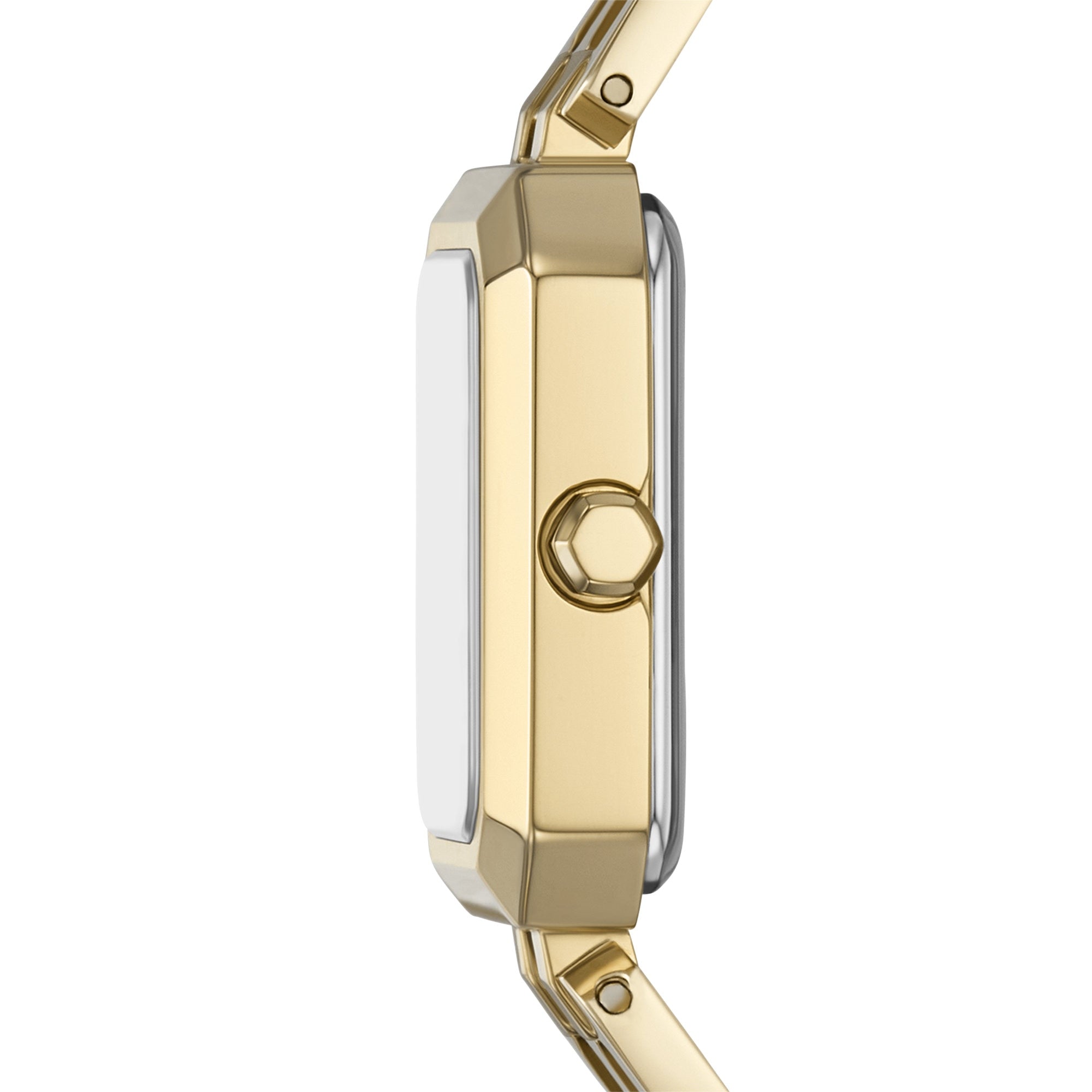 Women's Rectangular Dial Gold Tone Stainless Steel Watch
