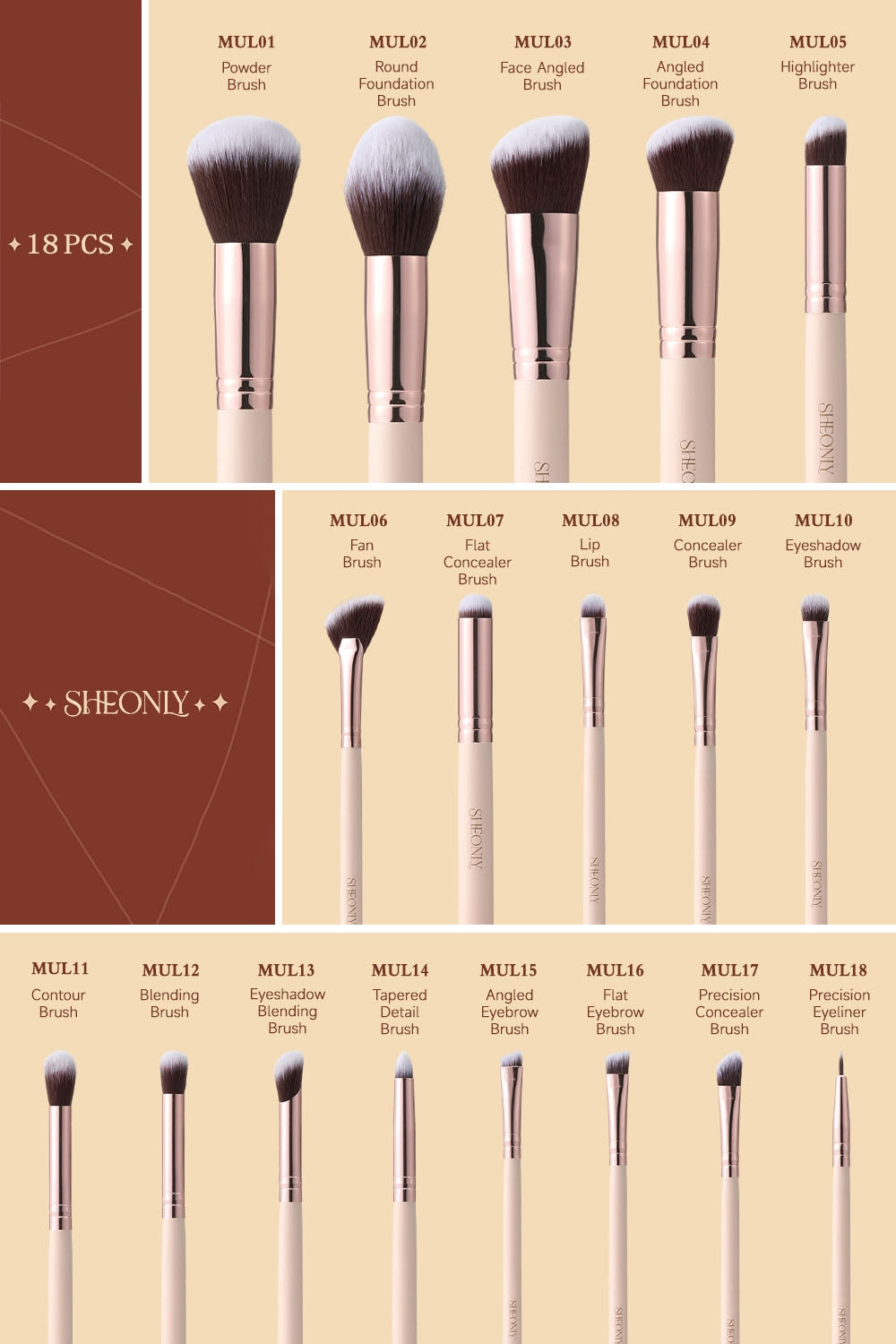 18 Pcs Professional Makeup Brush Set with Makeup Tool for Gift