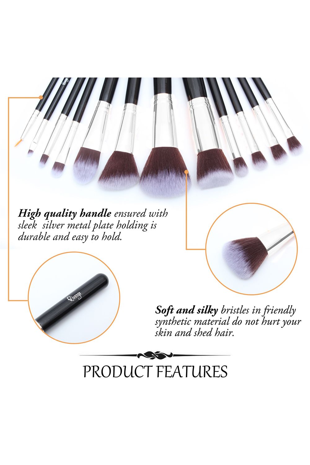 12 Pcs Silver Makeup Brush Set with Makeup Sponge and Brush Egg Gift Set