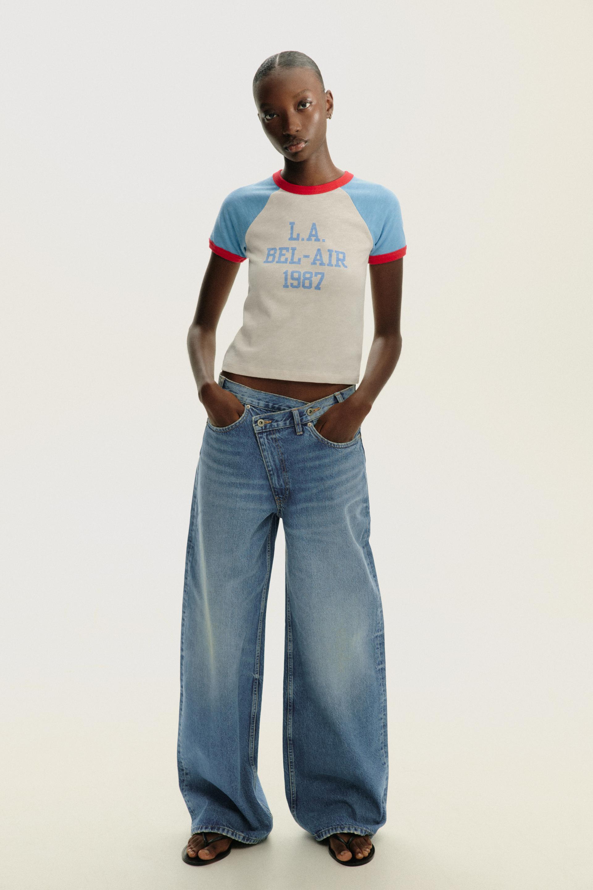 ZARA TRF WIDE-LEG HIGH-WAIST JEANS WITH WRAPAROUND WAIST