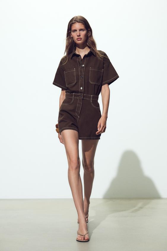 Z1975 SHORT SLEEVE DENIM PLAYSUIT
