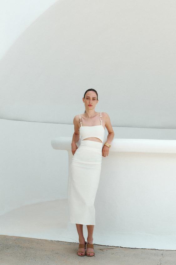 DRAPED CUT-OUT MIDI DRESS