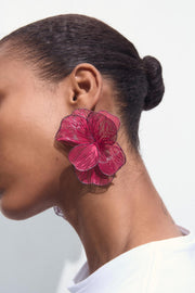 CONTRAST TRIM FLOWER EARRINGS