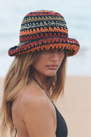 CONTRAST MIXED BRAIDED BUCKET HAT